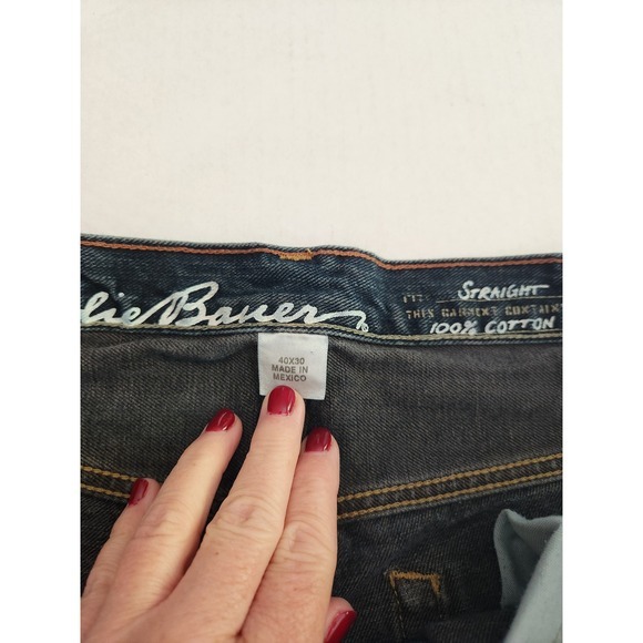 Eddie Bauer Mens Straight Fit Jeans 40x30 Blue Denim 100% Cotton Casual Pants - Picture 2 of 10